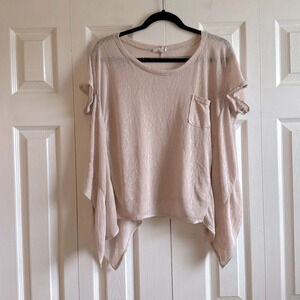 Scandal Italy | Linen Blend | Asymmetrical Blush Pink Knit Top | size M